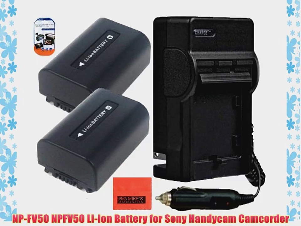 BM Premium Pack of 2 NP-FV50 Batteries And Battery Charger for Sony HDR-CX220 HDR-CX230 HDR-CX290