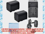 2 BN-VG121 Replacement Batteries   Charger for JVC GZ-E10 GZ-E100 GZ-E200 GZ-E205 GZ-E220 GZ-E300