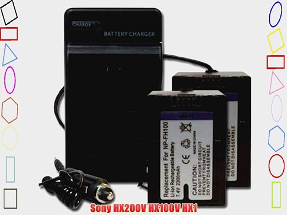 2 Battery   Charger for Sony Handycam HDR-UX10 DCR-HC52 NP-FH100   car plug