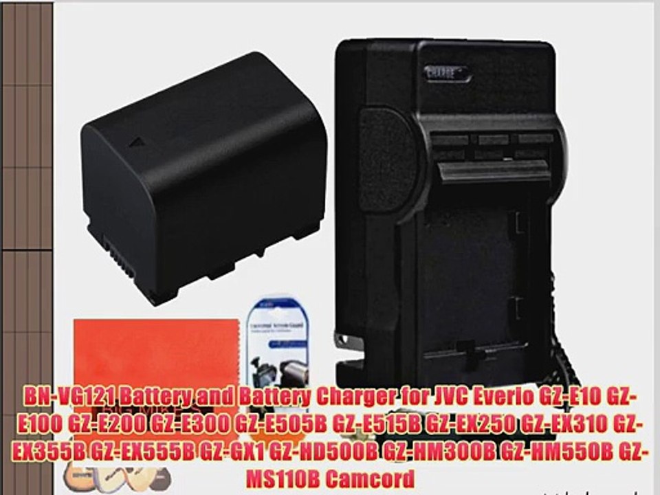 BN-VG121 Battery and Battery Charger for JVC Everio GZ-E10 GZ-E100 GZ-E200 GZ-E300 GZ-E505B