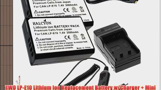 TWO LP-E10 Lithium Ion Replacement Battery w/Charger   Mini HDMI Cable for Canon EOS Rebel