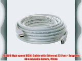 26AWG High speed HDMI Cable with Ethernet 25 Feet - Supports 3D and Audio Return White