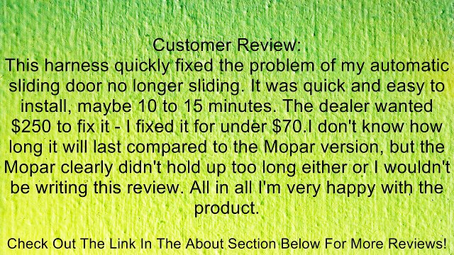 Dorman 747-310 Driver Side Sliding Door Harness Review