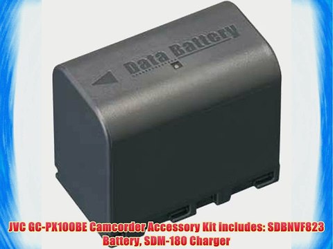 JVC GC-PX100BE Camcorder Accessory Kit includes: SDBNVF823 Battery SDM-180 Charger