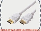 Cable Builders White HDMI Cable 12FT High Speed HDMI Cable with Ethernet version 1.4