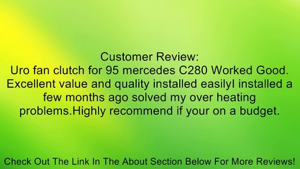 URO Parts 104 200 0122 Fan Clutch Review