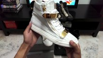 giuseppe zanotti double metal bar white sneakers  unboxing & on feet demo,Cheap GIUSEPPE ZANOTTI Shoes Online