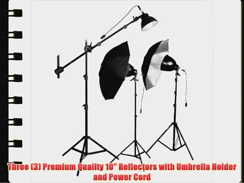 CowboyStudio 750 Watt Premium Photo Studio Reflector Umbrella Boom Lighting Kit