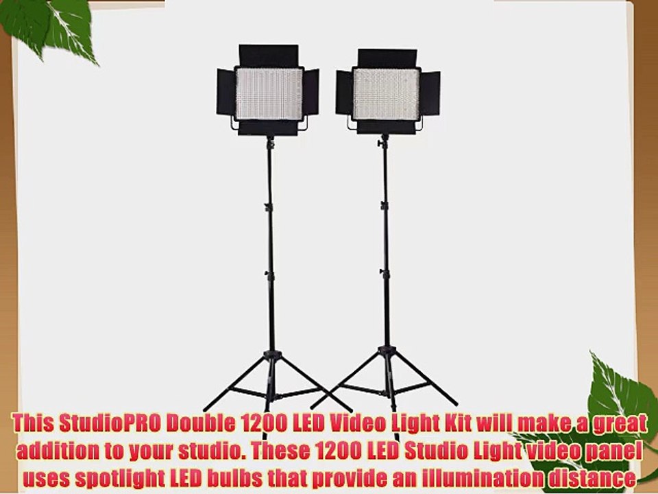 StudioPRO Double CN-1200CHS LED Photography Lighting Panel W/Barndoor and Light Stand Kit Bi-Color