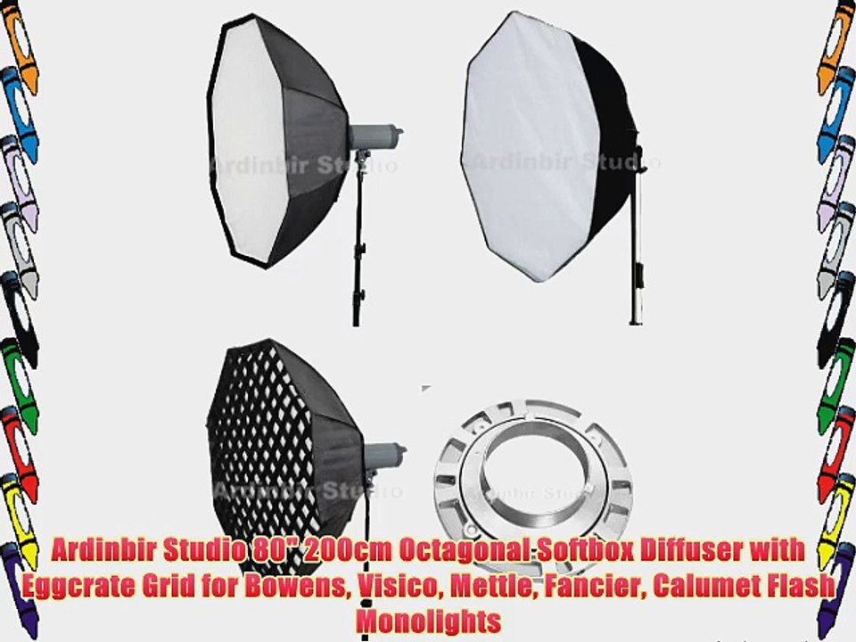 Ardinbir Studio 80 200cm Octagonal Softbox Diffuser with Eggcrate Grid for Bowens Visico Mettle