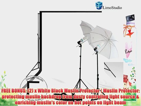 LimoStudio 800-840W Photography Lighting Light Kit 10' x 10' 100% Cotton Black Muslin Backdrop