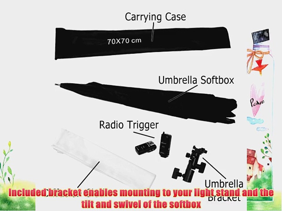 Fotodiox Pro 28x28 Umbrella Softbox Kit with Flash Bracket   Radio Trigger fits Nikon Flash