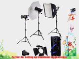 Interfit INT448 Stellar X 600 Watt/Second 3 Head Kit with Softbox Umbrella and B