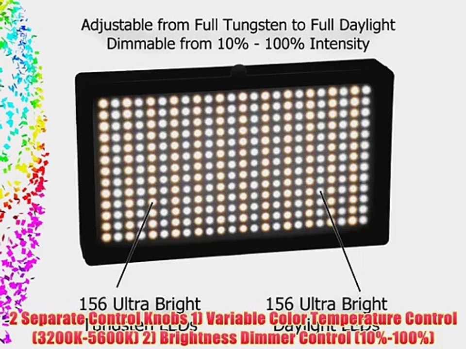 Polaroid 312 Ultra High Powered Super Bright LED Camera / Camcorder Video Light With Variable