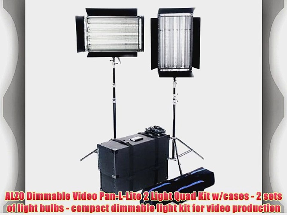 ALZO Dimmable Video Pan-L-Lite 2 Light Quad Kit w/cases - 2 sets of light bulbs - compact dimmable