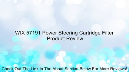 WIX 57191 Power Steering Cartridge Filter Review