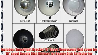 Opteka BD-100 12-Inch Beauty Dish / 10-Inch Snoot Professional Studio Portrait Kit for Speedlight