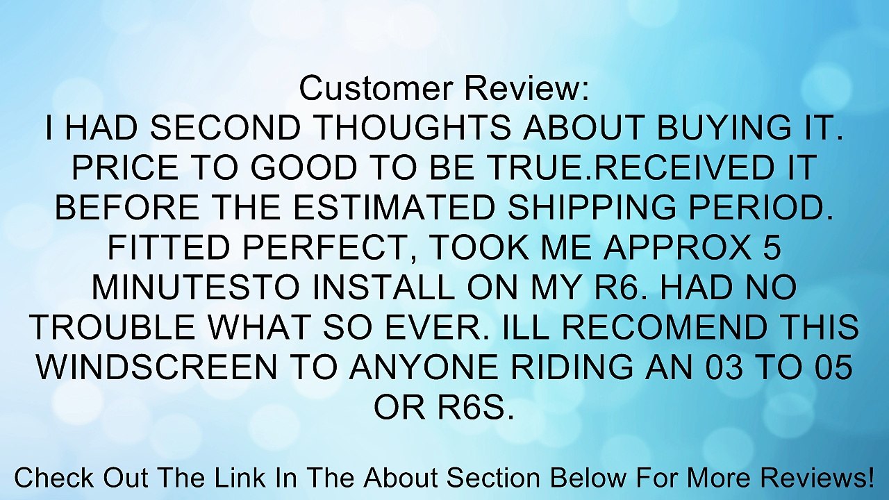 Yamaha 2003-2005 YZF R6 / 2006-2009 R6s Tinted Black Smoke Windscreen Windshield Review