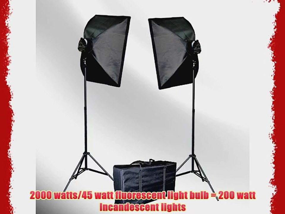 ePhoto VL9026s 2000 Watt Lighting Studio Portrait Kit with Carrying Case with 2 Soft boxes