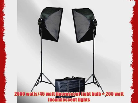 ePhoto VL9026s 2000 Watt Lighting Studio Portrait Kit with Carrying Case with 2 Soft boxes