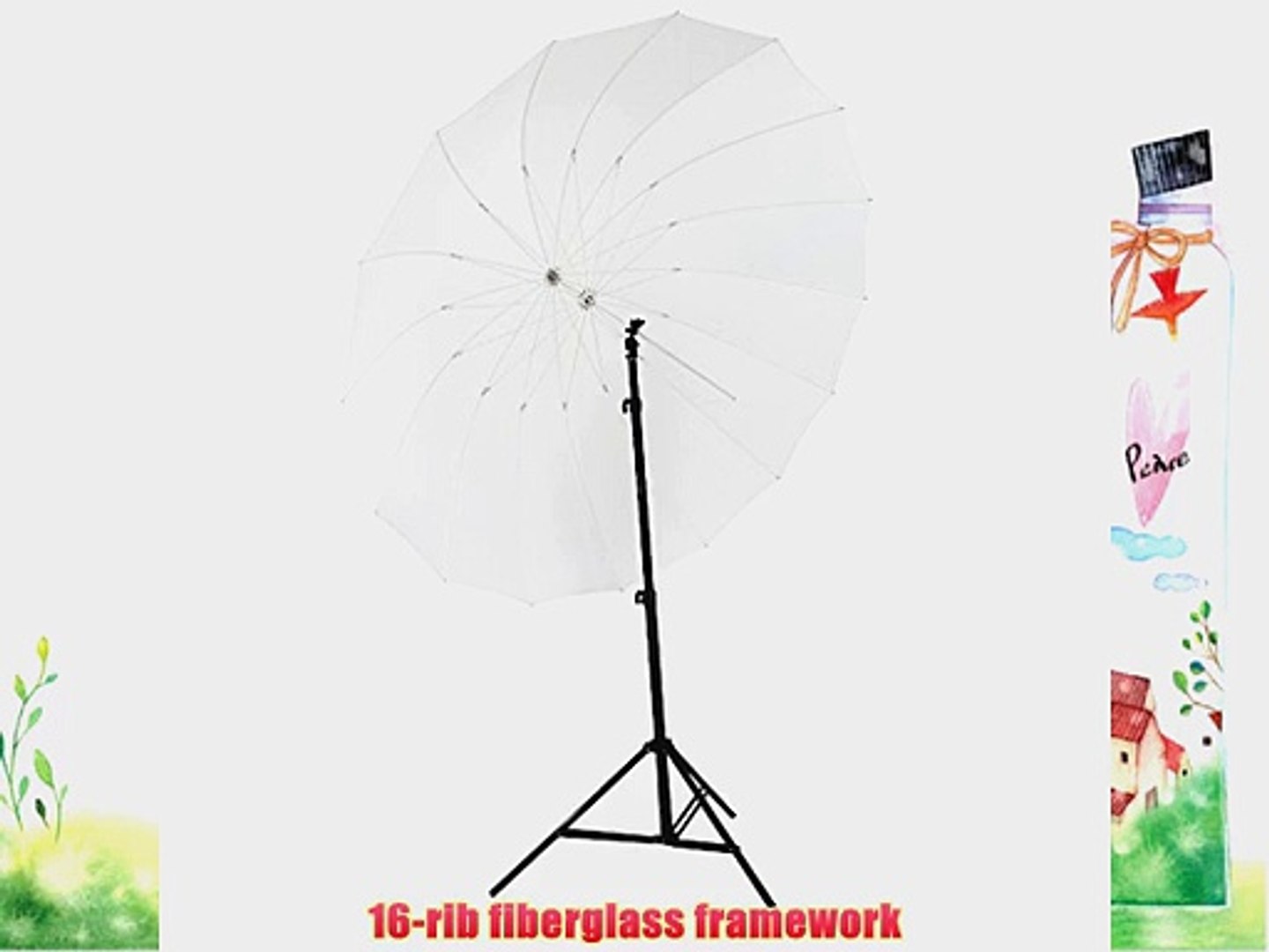 Neewer 72"/185cm White Diffusion Parabolic Umbrella 16 Fiberglass Rib 7mm Shaft 