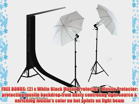 LimoStudio 400W Photography Lighting Light Kit 10' x 10' 100% Cotton Black Muslin Backdrop