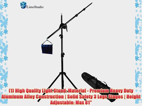 LimoStudio Heavy Duty Photography Premium Pro Boom Set with Light Stand and Boom Sand Bag Carry