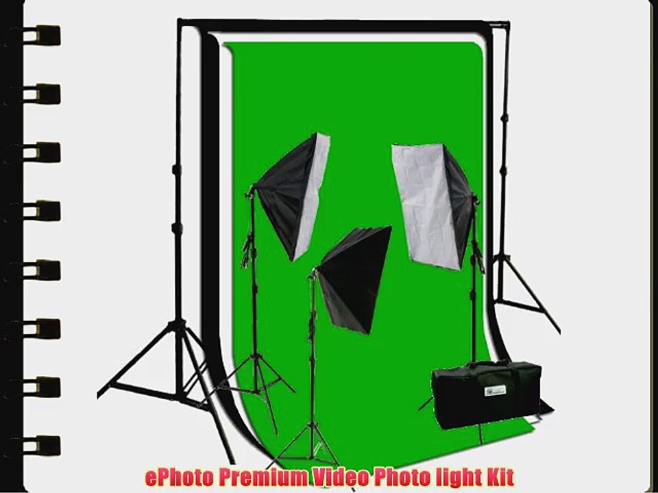 ePhoto Photograpy 3 Softbox Continuous Lighting Kit 3pcs 6 x 9 ft Muslins Background Support