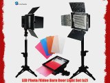LimoStudio 2PC LED 160 Photographic Lighting Kit Photo Studio Barndoor Light Continuous Video