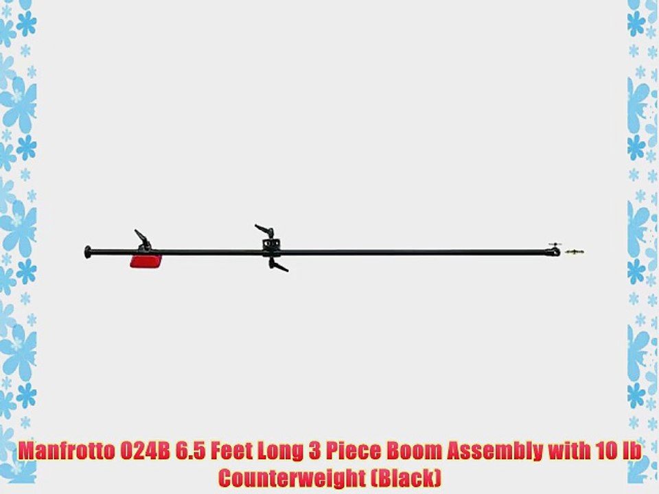 Manfrotto 024B 6.5 Feet Long 3 Piece Boom Assembly with 10 lb Counterweight Black 