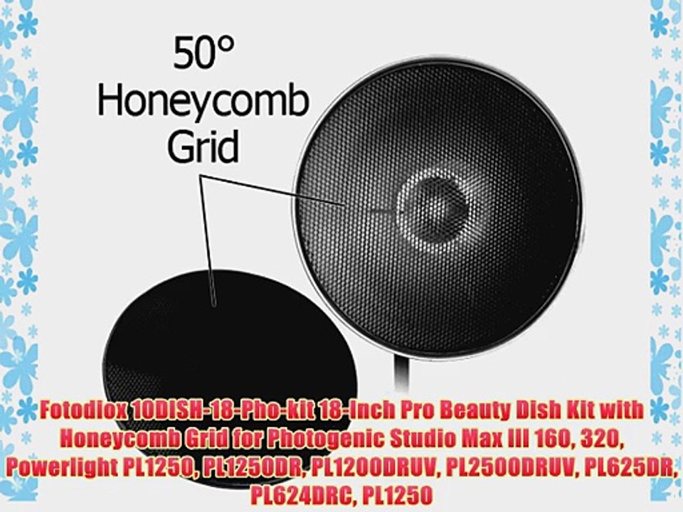 Fotodiox 10DISH-18-Pho-kit 18-Inch Pro Beauty Dish Kit with Honeycomb Grid for Photogenic Studio