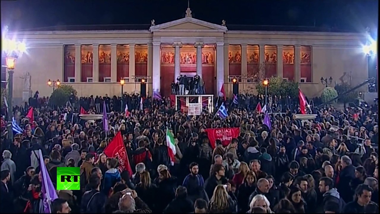 Celebrations with Syriza leader Tsipras after elections in Greece
