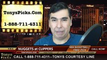 LA Clippers vs. Denver Nuggets Free Pick Prediction NBA Pro Basketball Odds Preview 1-26-2014