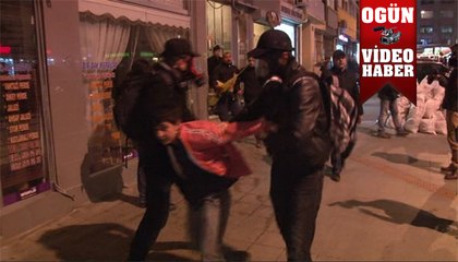 İzinsiz yürüyüşe polis müdahale etti