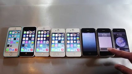 iPhone 5S vs 5C vs 5 vs 4S vs 4 vs 3Gs vs 3G vs 2G Speed Comparison Test