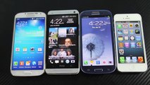 Samsung Galaxy S4 VS iPhone 5 VS HTC One VS Samsung Galaxy S3 Comparison Test