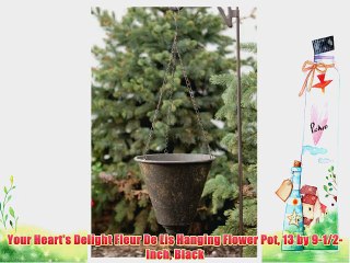 Your Heart's Delight Fleur De Lis Hanging Flower Pot 13 by 9-1/2-Inch Black