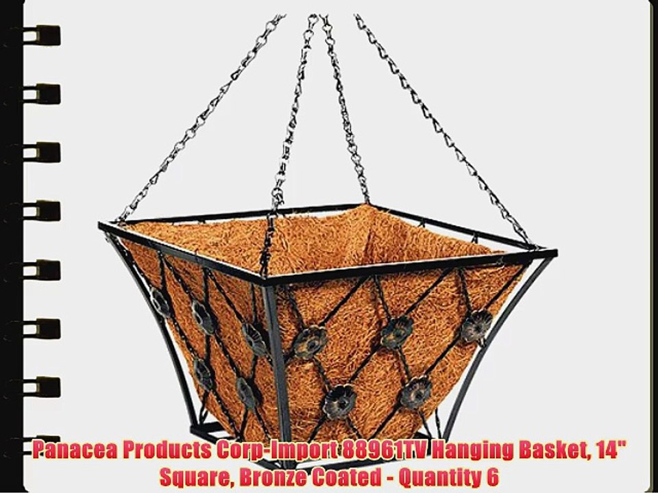 Panacea Products Corp-Import 88961TV Hanging Basket 14 Square Bronze Coated - Quantity 6
