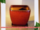 Parisian Red Ceramic Bonsai Pot Square With Attached Tray 6 x 6 x 6