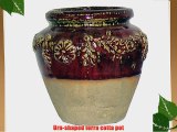 Red Glazed Terra Cotta Floral Pot