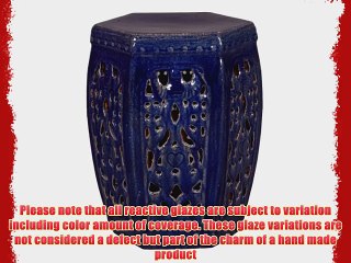 Hexagon Pierced Ceramic Garden Stool- Navy Blue Glaze