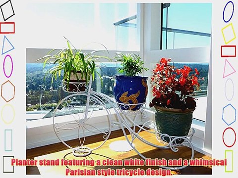 Vintage Parisian Style Tricycle 3 Tier White Metal Planter Display Stand / Flower Pot Holder