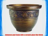 Planters Pride ZEA12001P54 12-Inch Celtic Bronze Glaze Resin Pottery Planter