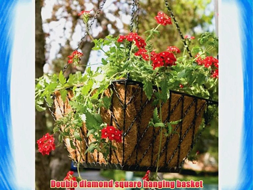 Panacea Products Double Diamond 14-Inch Square Hanging Basket Antique Silver