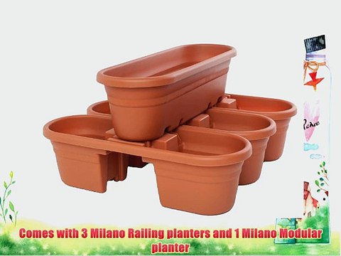 Bloem MRP421-46 4-Pack Milano Rail Planter 21-Inch Terra Cotta