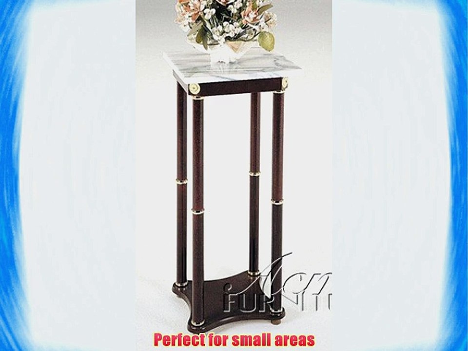 Plant Stand with White Mable Top Cherry Finish