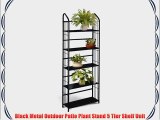 Black Metal Outdoor Patio Plant Stand 5 Tier Shelf Unit