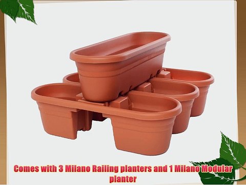 Bloem MRP421-46 4-Pack Milano Rail Planter 21-Inch Terra Cotta