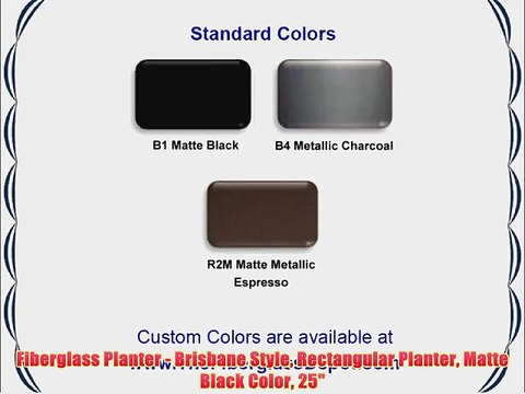 Fiberglass Planter - Brisbane Style Rectangular Planter Matte Black Color 25