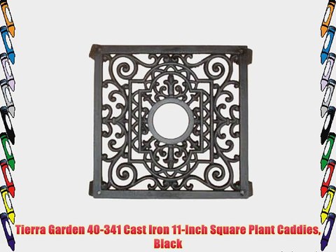 Tierra Garden 40-341 Cast Iron 11-Inch Square Plant Caddies Black